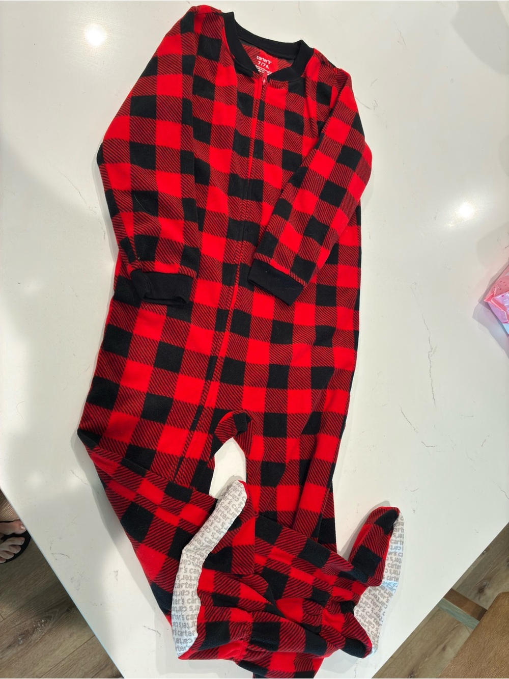 Carter's Red and Black Buffalo Plaid Footed Pajamas